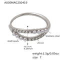 Open Ring Shell Beads Clear Or Pink Zircon Accents view 7