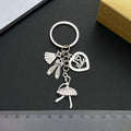 Antique Silver Ballerina Dress Shoe and Heart Charm Keychain view 3