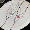 Colorful Bead and Enamel Flower Layered Necklaces Fashion Jewelry view 2