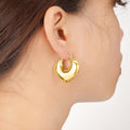Rounded Square Chunky Hoop Earrings Polished Statement Fashion Jewelry view 3