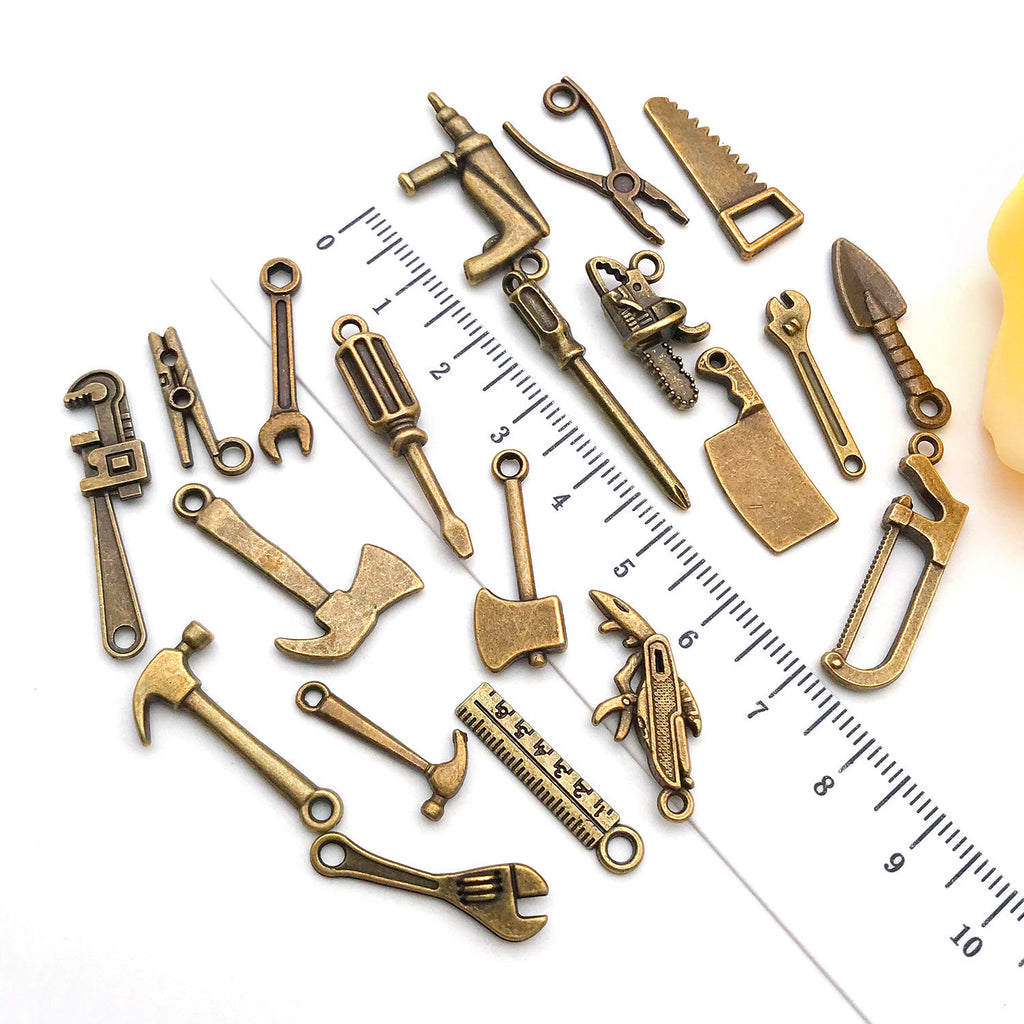 Antique Bronze Zinc Alloy Shovel Axe Wrench Tool Charm Pendant for DIY Jewelry Making