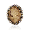 Gold Tone Silver Tone Woman Portrait Crystal Two Designs Metal Brooch Pin 4 x 4.8 cm 4 x view 1