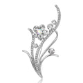 Floral Spray Rhinestone Brooch Clear Crystal Gold Silver Pin view 2