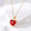 Gold Tone Faceted Heart Crystal Pendant Necklaces in Ten Colors view 11