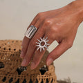 Wide Open Wave Ridged Statement Ring Gold Or Steel Tone view 4