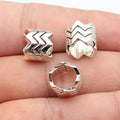 12x12x11mm 2.7g Antique Silver Zinc Alloy Zigzag Texture Large Hole Spacer Beads for Bracelet Making