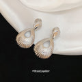 Silver Tone Textured Teardrop Earrings In Two Back Styles view 4