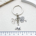 Metal Elephant Lotus Tree Charm Keychain In Silver Or Gold Tone view 6
