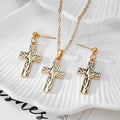 Gold Black Enamel Cross Necklace Earring Sets 6 Styles view 7