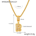 Gold Box Chain Necklace With Zircon Initial Letter Pendant view 10