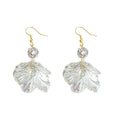 Gold Iridescent Crystal Petal Drop Earrings Pave Ball view 5