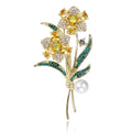 Rose Crystal Two Designs Metal Brooch Pin 3.6 x 6.7 cm view 1
