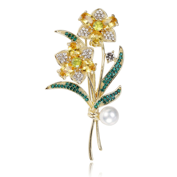 Rose Crystal Two Designs Metal Brooch Pin 3.6 x 6.7 cm