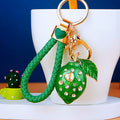 Jeweled Lemon Keychains in Yellow Green and Heart Cord Loop Options view 2