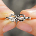 Minimal Infinity Knot Slim Ring In Three Metal Tones view 2