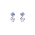 Pink Blue and Clear Double Heart Crystal Look Hoop Earrings view 5