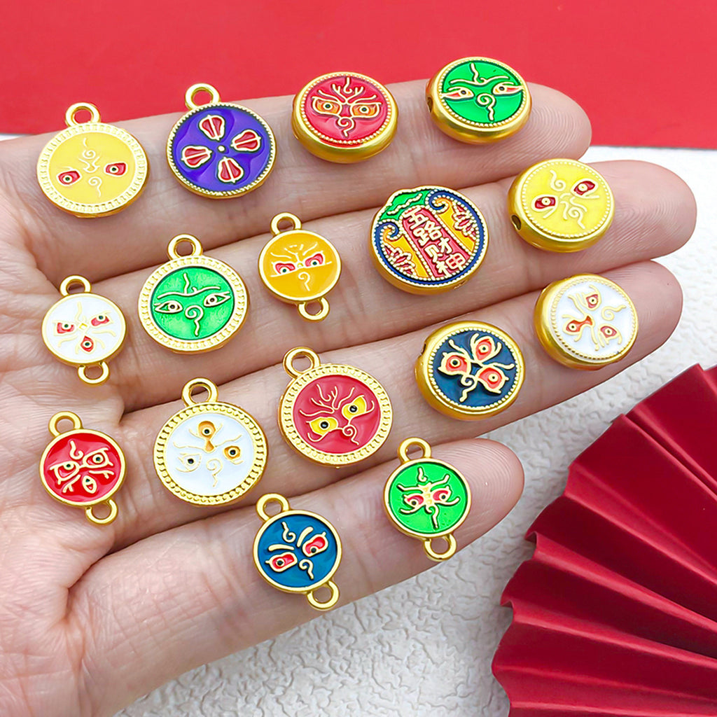 Matte Gold Zinc Alloy Five Gods of Wealth charm pendant for DIY bracelet jewelry making