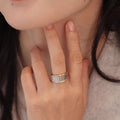 Two Tone Gold Rim Silver Fluted Band Finger Ring Alloy view 3