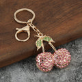 Rhinestone Cherry Keychains in Red and Pink Stone Colors view 4