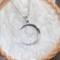 Open Crescent Pendant Necklace in Gold and Silver Tone Options view 7