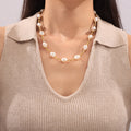 Irregular Imitation Pearl Gold Tube Station Necklace view 1