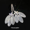 Silver Tone Crystal and Shell Petal Drop Earrings in Two Designs view 4