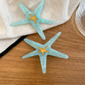 Starfish Acetate Duckbill Hair Clips Mint and Blue view 6