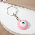 Silver Tone Round Resin Evil Eye Split Ring Keychains in Six Colors view 2