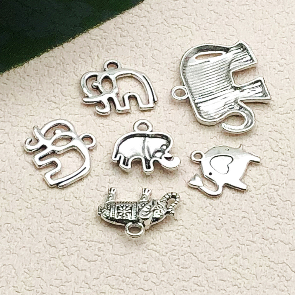 Vintage Zinc Alloy Elephant Head Hollow Animal Charm Pendant for DIY Bracelet Necklace