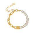 Crystal Baguette and Elongated Link Bracelets in Gold and Silver Tone view 5