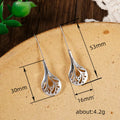 Gold and Silver Hollow Leaf Teardrop Drop Hook Earrings view 5