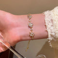 Crystal Flower Slider Bracelets Gold Silver Adjustable view 3