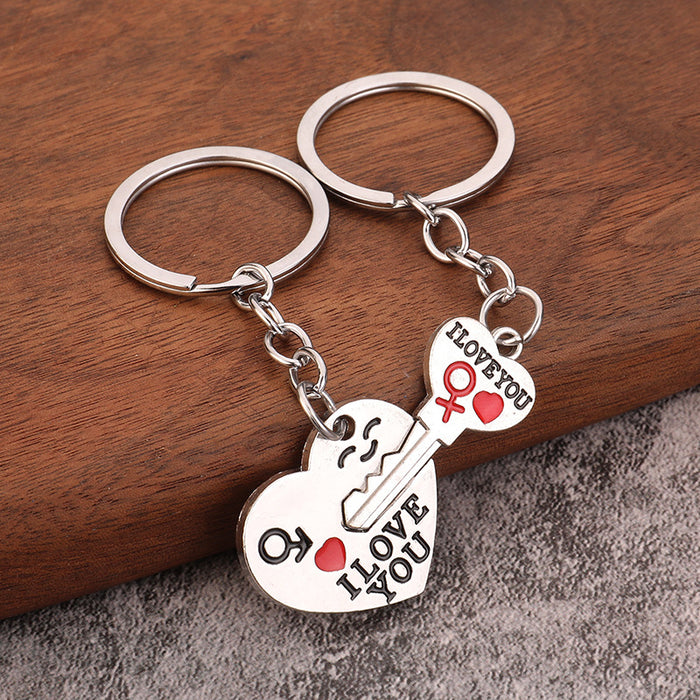 Cupid Heart Arrow Zinc Alloy Couple Keychain Valentine's Gift