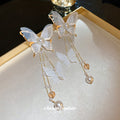 White Butterfly Drop Earrings And Gold Butterfly Necklace view 3