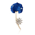 Enamel Lotus Leaf Brooch Pearl Accents Rhinestone Flower view 5