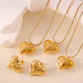 Textured Heart Pendant Necklaces and Matching Studs view 4