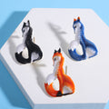 Enamel Curled Tail Fox Brooch Blue Orange Black Three Styles view 4