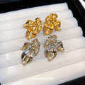 Layered Sculptural Leaf Stud Earrings in Two Tones view 3