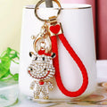 Mixed Jeweled Cow and Rabbit Keychains with Braided Loop Options view 7