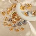 Heart Stud And Hoop Earrings Gold Steel Two-Tone Metal Styles view 4
