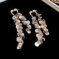 Crystal Disc Cascade Drop Earrings in Gold and Silver Tones view 6