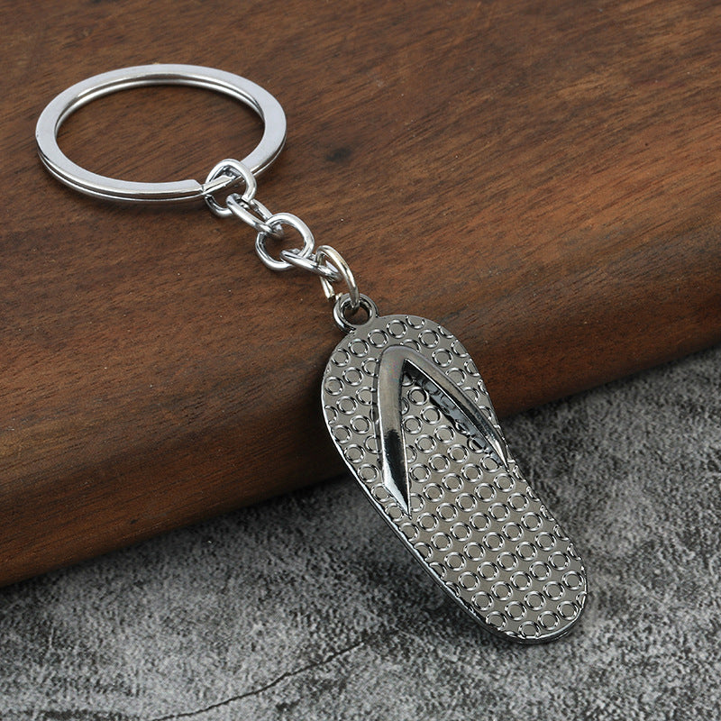 Realistic Flip Flop Sandal Metal Keychain Bag Charm