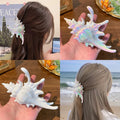 Acrylic Conch Shell Hair Claw Clip Iridescent and White view 3