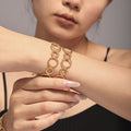 Twisted Open Link Ring Cuff Bracelet Gold Silver Tone view 3