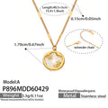 Round Star and Shell Inlay Pendant Necklace in Three Designs view 7