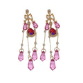 Pink Crystal and Pearl Chandelier Drop Earrings Decorative Jewelry view 5