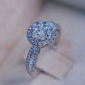 Silver Tone Round Double Halo Clear Stone Ring Sizes 6-10 view 3