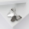 Mother Of Pearl Butterfly Brooch Zircon Crystal Gold Silver Pin view 3