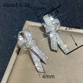 Silver Tone Pave Clear Stone Bow Knot Stud Earrings view 4