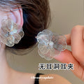 Silver Tone Floral and Clustered Pearl Ear Clip Designs view 1